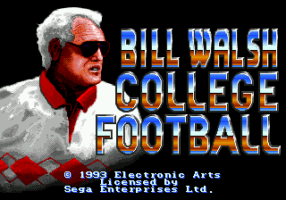 Title screen of Bill Walsh College Football