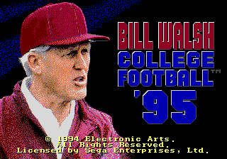 Title screen of Bill Walsh College Football 95