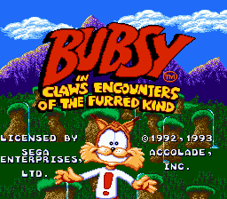 Title screen of Bubsy in - Claws Encounters of the Furred Kind
