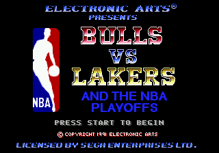 Title screen of Bulls vs Lakers and the NBA Playoffs