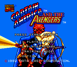 Title screen of Captain America and the Avengers