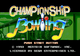 Title screen of Championship Bowling