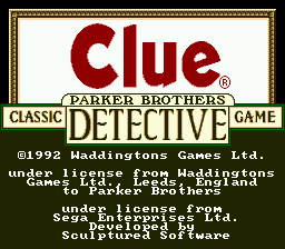 Title screen of Clue
