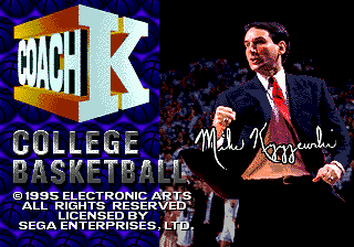 Title screen of Coach K College Basketball