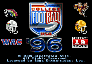 Title screen of College Football USA 96