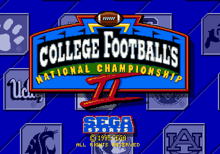 Title screen of College Football's National Championship II