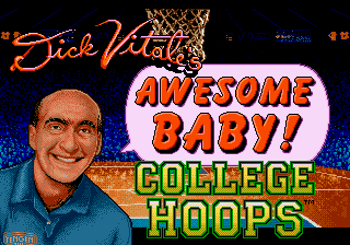 Title screen of Dick Vitale's 'Awesome, Baby!' College Hoops