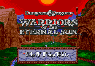 Title screen of Dungeons & Dragons - Warriors of the Eternal Sun