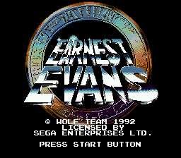 Title screen of Earnest Evans