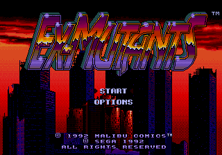 Title screen of Ex-Mutants