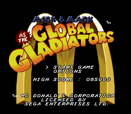 Title screen of Global Gladiators