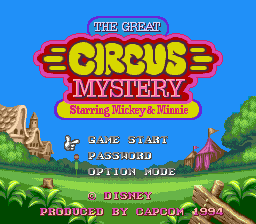 Title screen of The Great Circus Mystery Starring Mickey & Minnie
