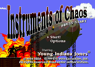 Title screen of Instruments of Chaos Starring Young Indiana Jones
