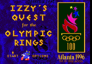 Title screen of Izzy's Quest for the Olympic Rings