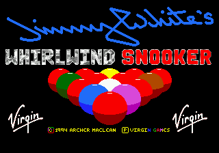 Title screen of Jimmy White's Whirlwind Snooker
