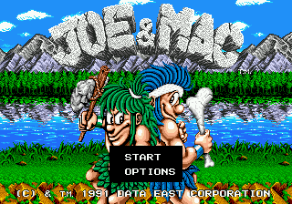 Title screen of Joe & Mac