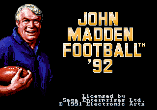 Title screen of John Madden Football '92