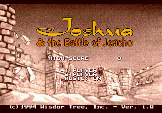Title screen of Joshua & the Battle of Jericho