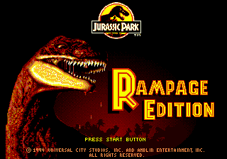 Title screen of Jurassic Park - Rampage Edition