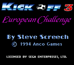 Title screen of Kick Off 3 - European Challenge