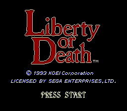 Title screen of Liberty or Death