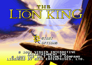 Title screen of The Lion King