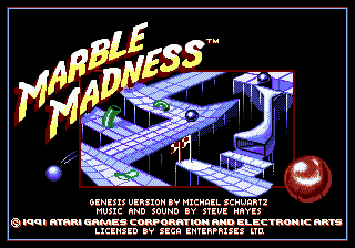Title screen of Marble Madness