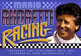 Title screen of Mario Andretti Racing