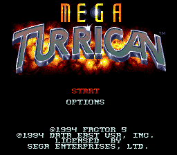 Title screen of Mega Turrican