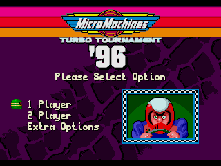 Title screen of Micro Machines - Turbo Tournament 96