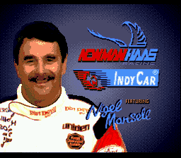 Title screen of Newman Haas IndyCar featuring Nigel Mansell