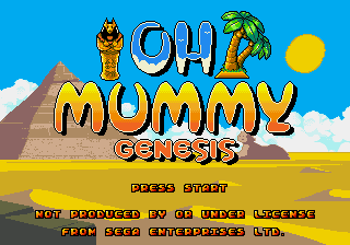 Title screen of Oh Mummy Genesis