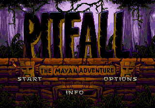 Title screen of Pitfall - The Mayan Adventure