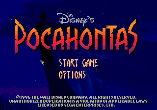 Title screen of Pocahontas