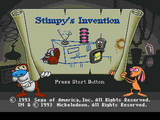 Title screen of The Ren & Stimpy Show Presents - Stimpy's Invention