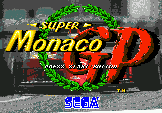 Title screen of Super Monaco GP