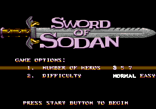 Title screen of Sword of Sodan