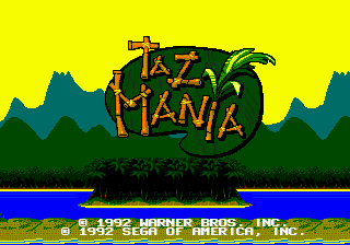 Title screen of Taz-Mania
