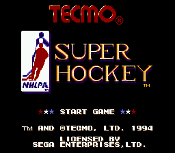Title screen of Tecmo Super Hockey