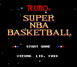 Title screen of Tecmo Super NBA Basketball