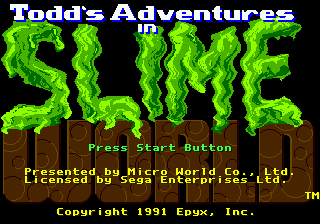 Title screen of Todd's Adventures in Slime World