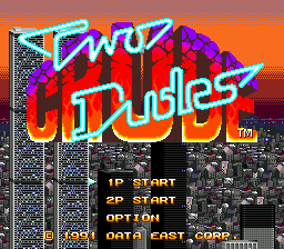 Title screen of Two Crude Dudes
