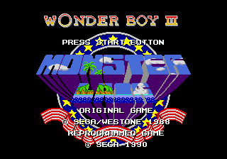 Title screen of Wonder Boy III - Monster Lair
