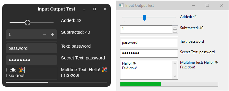 Example application running under Linux and Windows