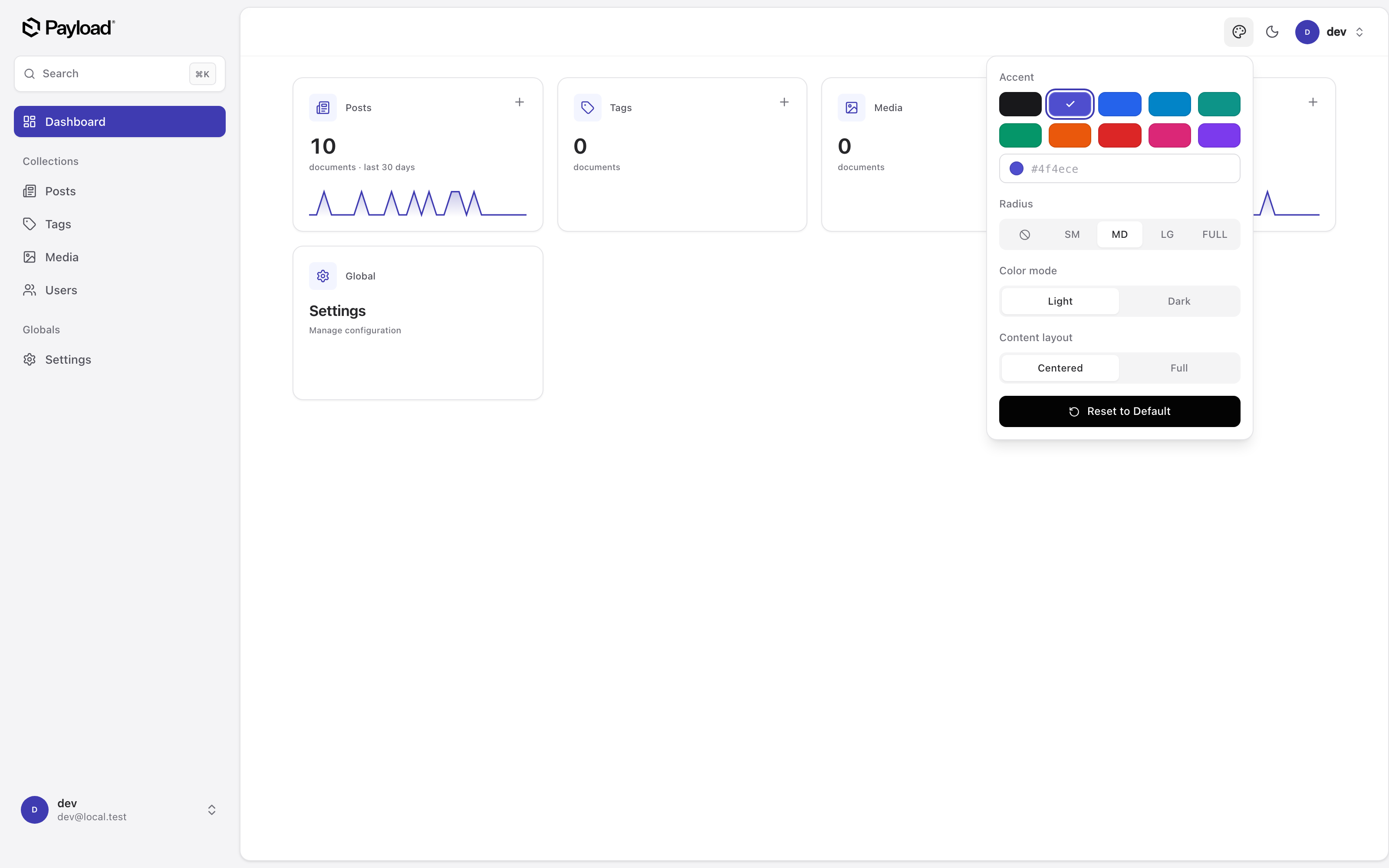 Theme customizer