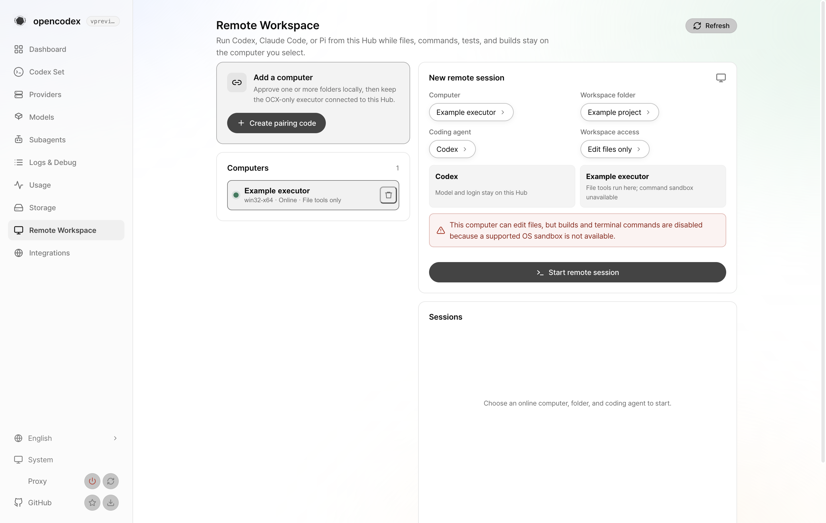 File-only Remote Workspace