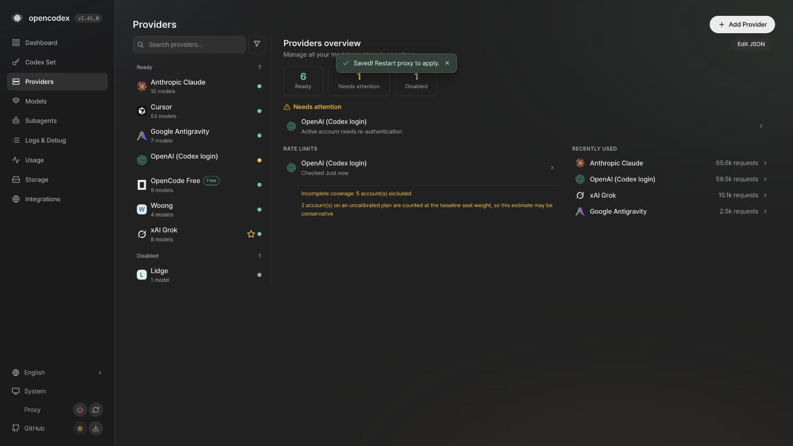 Provider editor save succeeds