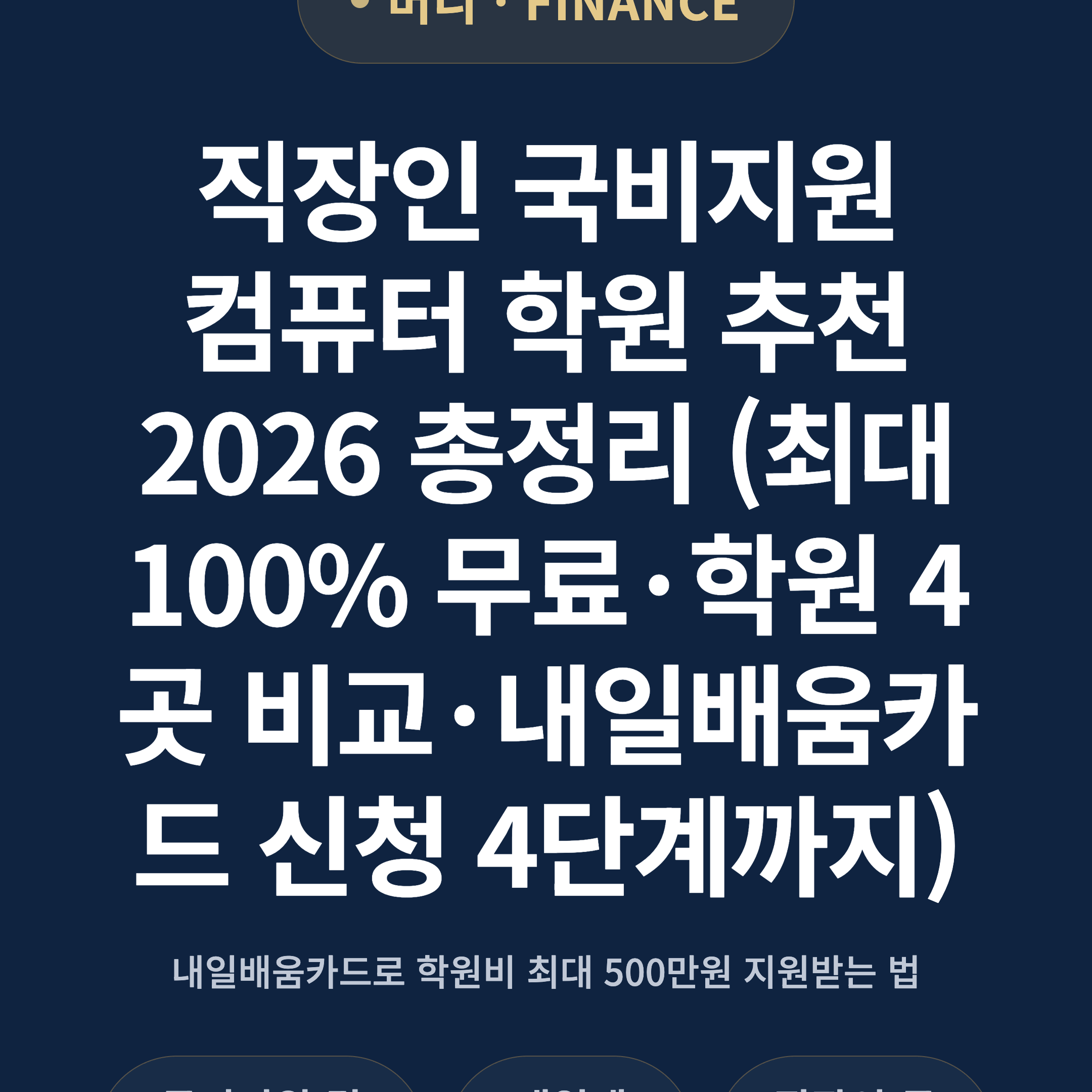 직장인 국비지원 컴퓨터 학원 추천 2026 총정리 (최대 100% 무료·학원 4곳 비교·내일배움카드 신청 4단계까지)