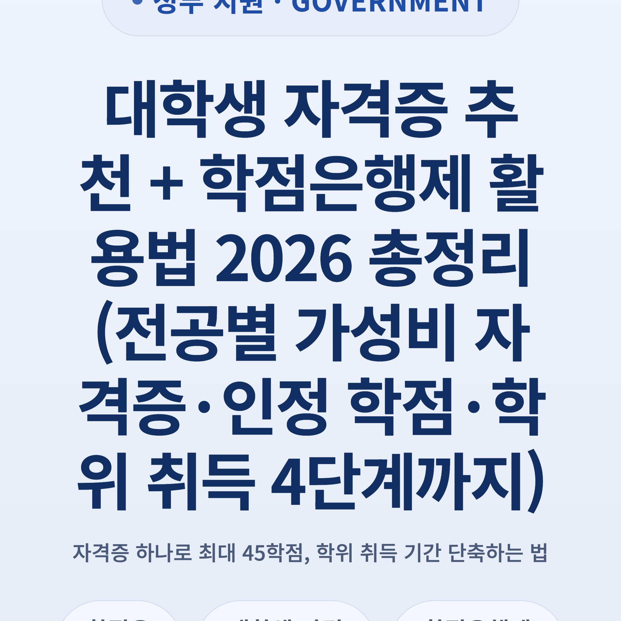 대학생 자격증 추천 + 학점은행제 활용법 2026 총정리 (전공별 가성비 자격증·인정 학점·학위 취득 4단계까지)