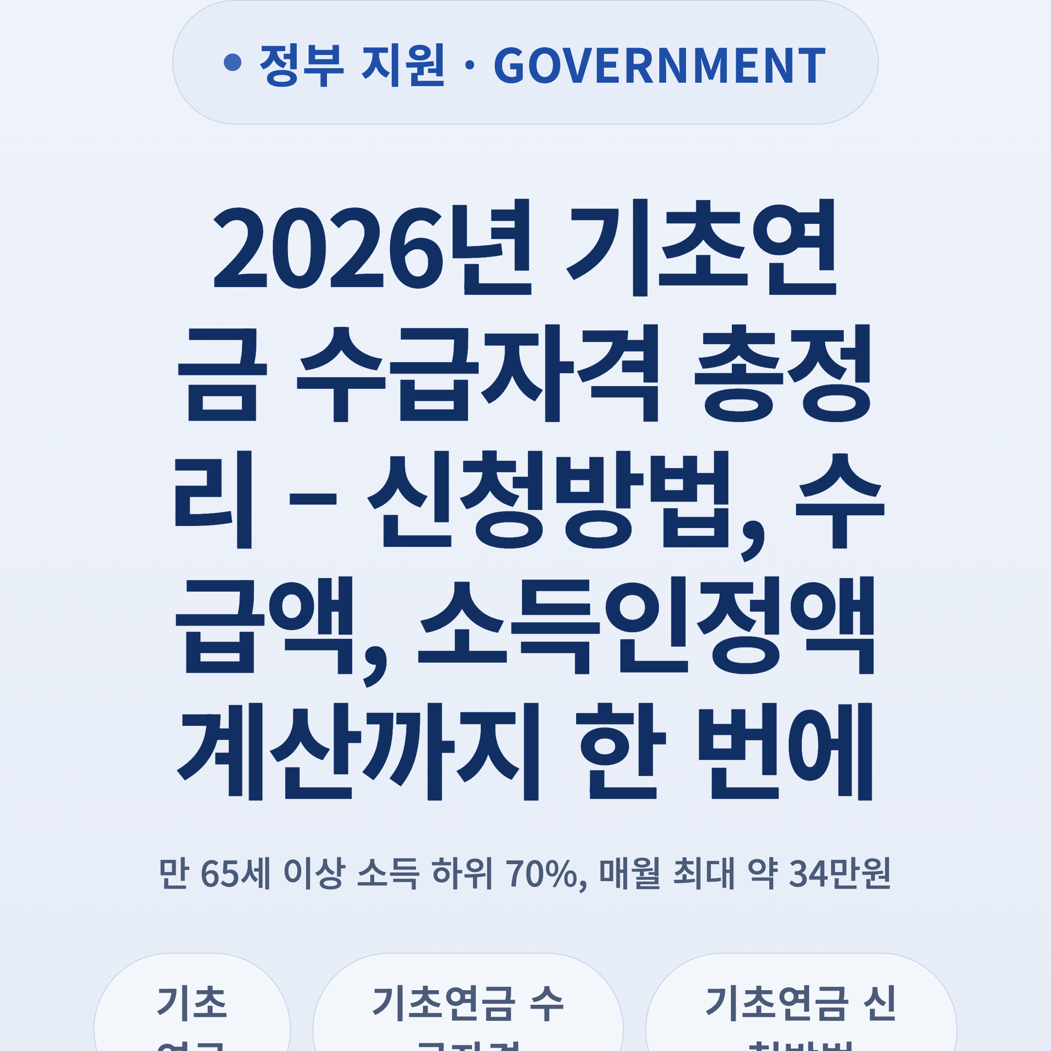 2026년 기초연금 수급자격 총정리 – 신청방법, 수급액, 소득인정액 계산까지 한 번에